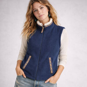 Patagonia Sur Sherpa Fleece Vest Andean Trim Alpine Navy Blue Sz S